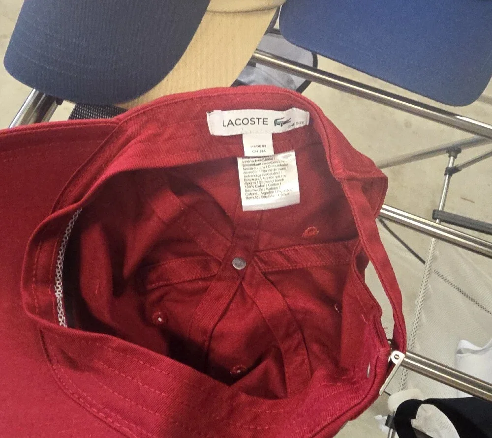 Lacoste Red Kids' Baseball Cap with Green Crocodile Logo